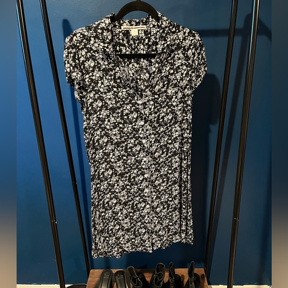 Vintage Brooklyn Industries Black and White Floral Mini Dress
